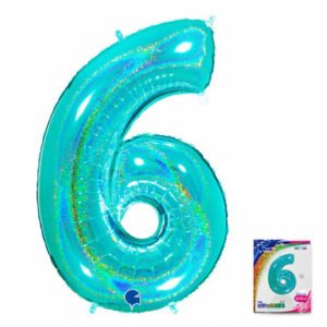 Цифра «6» Тиффани голография в упаковке 40 дюймов / Six / 1 шт / (Италия)