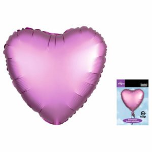 Сердце Розовый сатин люкс  в упаковке 18 дюймов / Satin Luxe Flamingo Heart S15/ 1 шт / (США)