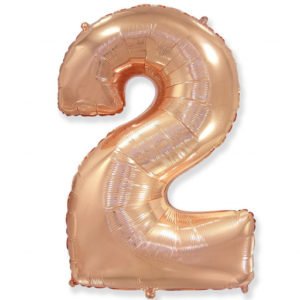 Цифра «2» розовое золото 40 дюймов / Two / 1 шт / (Испания)