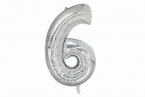 Цифра «6» серебро 38 дюймов / Six / 1 шт / (Китай)