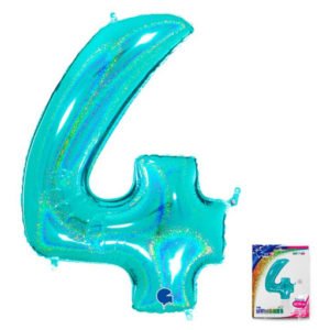 Цифра «4» Тиффани голография в упаковке 40 дюймов / Four / 1 шт / (Италия)