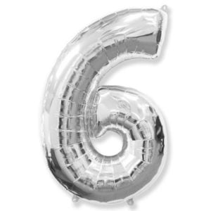 Цифра «6»  серебро 40 дюймов  без упаковки/ Zero / 1 шт / (Испания)