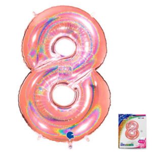 Цифра «8» розовое золото голография в упаковке 40 дюймов / Eight / 1 шт / (Италия)