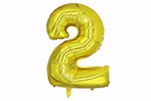 Цифра «2» золото Slim  / 1 шт / (Россия)