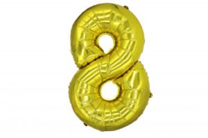 Цифра «8» золото 38 дюймов / Eight / 1 шт / (Китай)