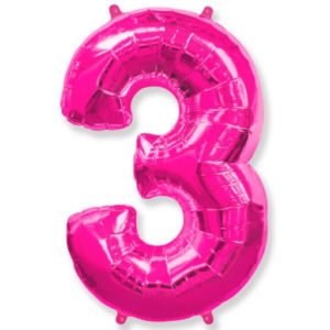 Цифра «3» фуксия без упаковки 40 дюймов / Two / 1 шт / (Испания)