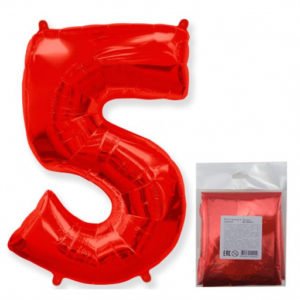 Цифра «5» красный в упаковке 40 дюймов / Five / 1 шт / (Испания)