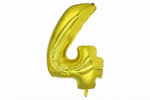Цифра «4» золото 38 дюймов / Four / 1 шт / (Китай)