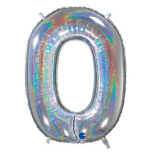 Цифра «0» серебро голография в упаковке 26 дюймов / Zero / 1 шт / (Италия)
