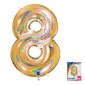 Цифра «8» золото голография в упаковке 40 дюймов / Eight / 1 шт / (Италия)