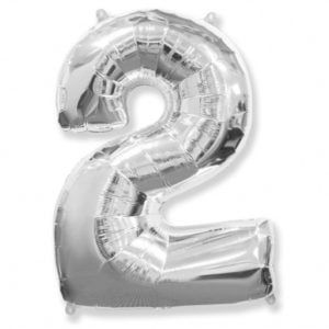Цифра «2»  серебро 40 дюймов  без упаковки/ Zero / 1 шт / (Испания)