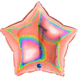 Звезда Розовое золото Голография /18д / Rose Gold Glitter Holographic / 1 шт / (Италия)