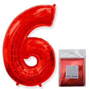 Цифра «6» красный в упаковке 40 дюймов / Six / 1 шт / (Испания)