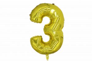 Цифра «3» золото Slim  / 1 шт / (Россия)