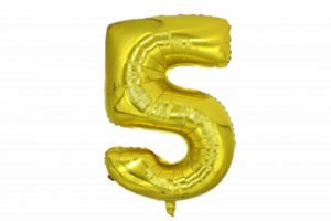 Цифра «5» золото 38 дюймов / Five / 1 шт / (Китай)