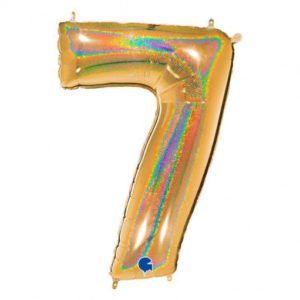 Цифра «7» золото голография в упаковке 40 дюймов / Seven / 1 шт / (Италия)