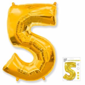 Цифра «5» золото в упаковке 40 дюймов / One / 1 шт / (Испания)