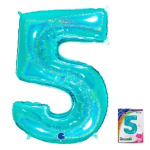 Цифра «5» Тиффани голография в упаковке 40 дюймов / Five / 1 шт / (Италия)