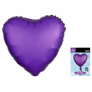 Сердце Фиолетовый сатин люкс  в упаковке 18 дюймов / Satin Luxe Purple Royal Heart S15/ 1 шт / (США)