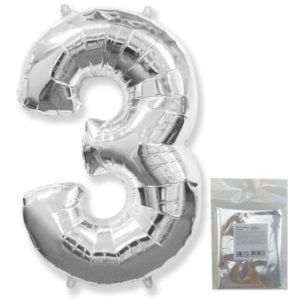 Цифра «3» серебро в упаковке 40 дюймов / One / 1 шт / (Испания)