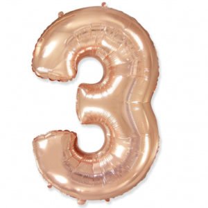 Цифра «3» розовое золото 40 дюймов / Three / 1 шт / (Испания)