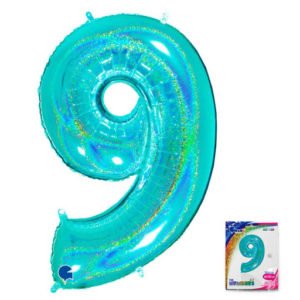 Цифра «9» Тиффани голография в упаковке 40 дюймов / Nine / 1 шт / (Италия)
