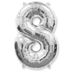 Цифра «8»  серебро 40 дюймов  без упаковки/ Zero / 1 шт / (Испания)